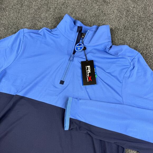 RLX Ralph Lauren Other - RLX Ralph Lauren Mens Size M Golf Performance 1/4 Zip Pullover Wicking Blue NEW